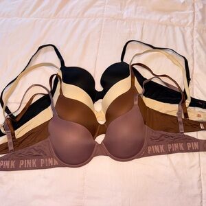 Victoria's Secret PINK Multi-Color T-Shirt Bras - Black, Cream, Brown, Mauve